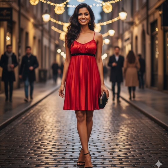 Speechless Beautiful Red Pleated Dress - Picture 1 of 7